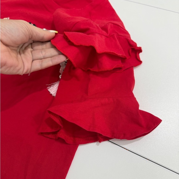 LOVE Red Ruffle Sleeve Tee - Picture 4 of 4